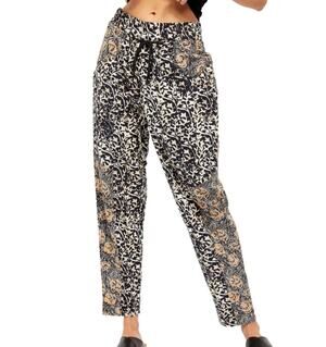 Free People Womens XS Black Multi Patchwork Marfa Nights Ankle Pants Boho Pullon
